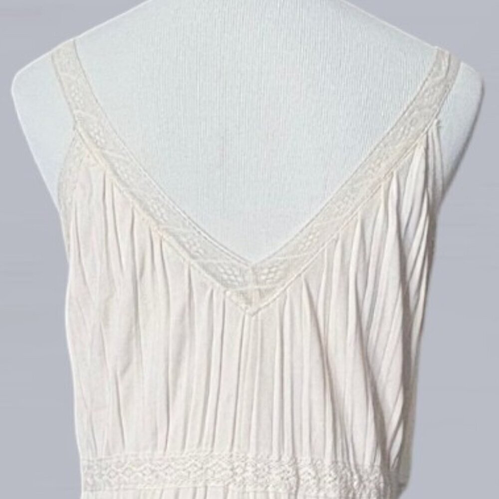 Zara Sleeveless Knit V-Neck Dress Off White Size Small - Picture 6 of 10
